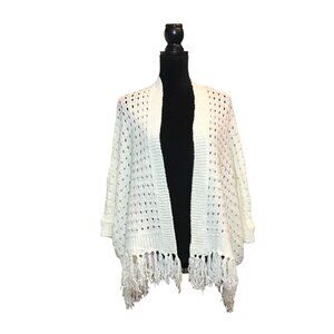 Bishop + Young Aztec Fringe Shawl in Ivory - Size M/L - New